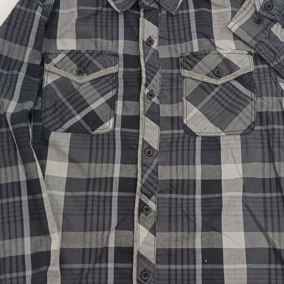 Burnside Plaid Button Down Shirt Gray Long Sleeve Mens Size Small - Picture 2 of 4